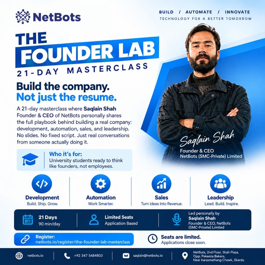 The Founder Lab 21-Day Masterclass Official Poster - NetBots