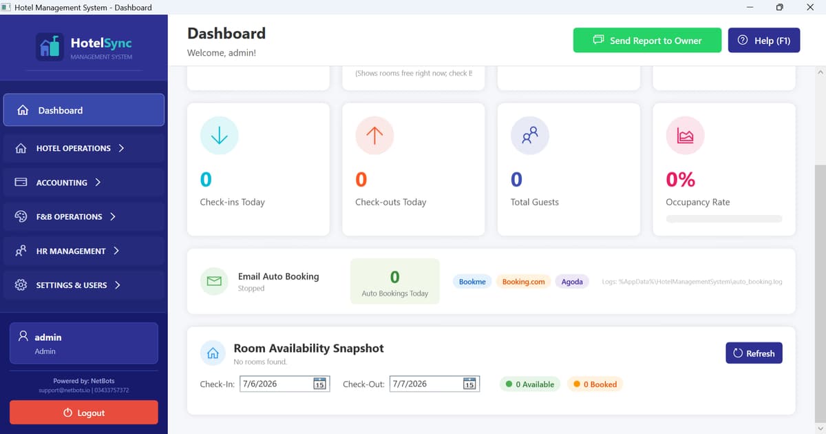 HotelSync Dashboard